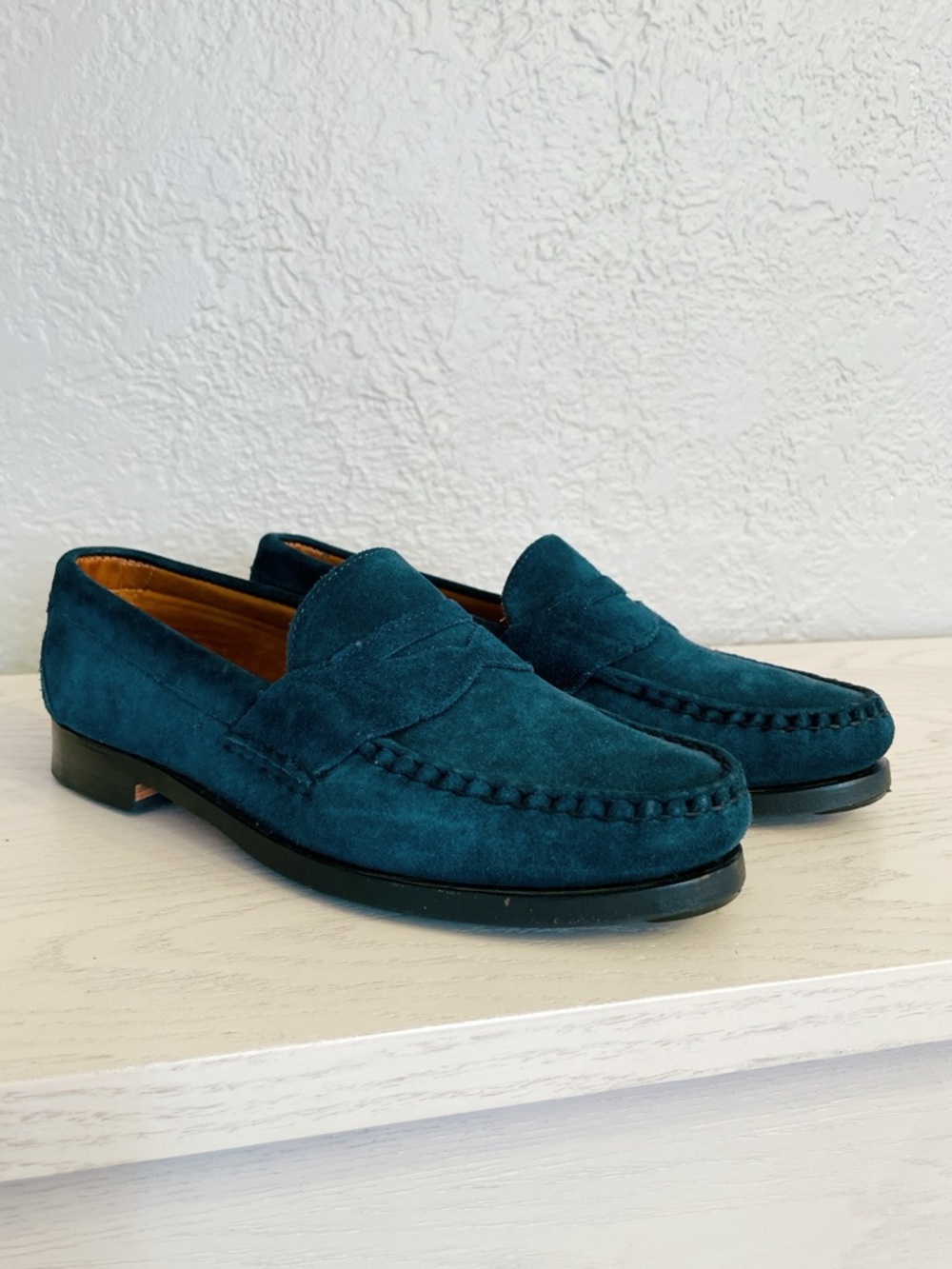 Allen Edmonds Cavanaugh Navy Suede Penny Loafers Men’s 8.5 Resoled USA Made